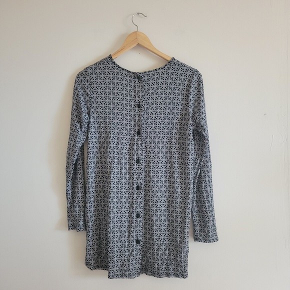 J Jill Wearever Collection Womens Patterned Button Back Tunic Top Size XS Office - Picture 4 of 9